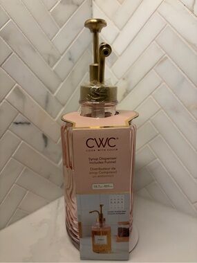 Cook with Color Pink Glass Syrup Dispenser with Gold Pump